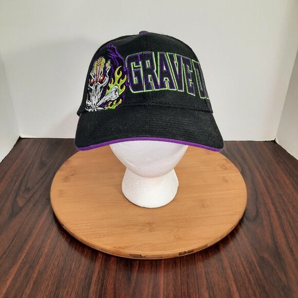 Monster Jam Grave Digger Hat Black Embroidered Spellout Truck Racing 2014 - Picture 1 of 12